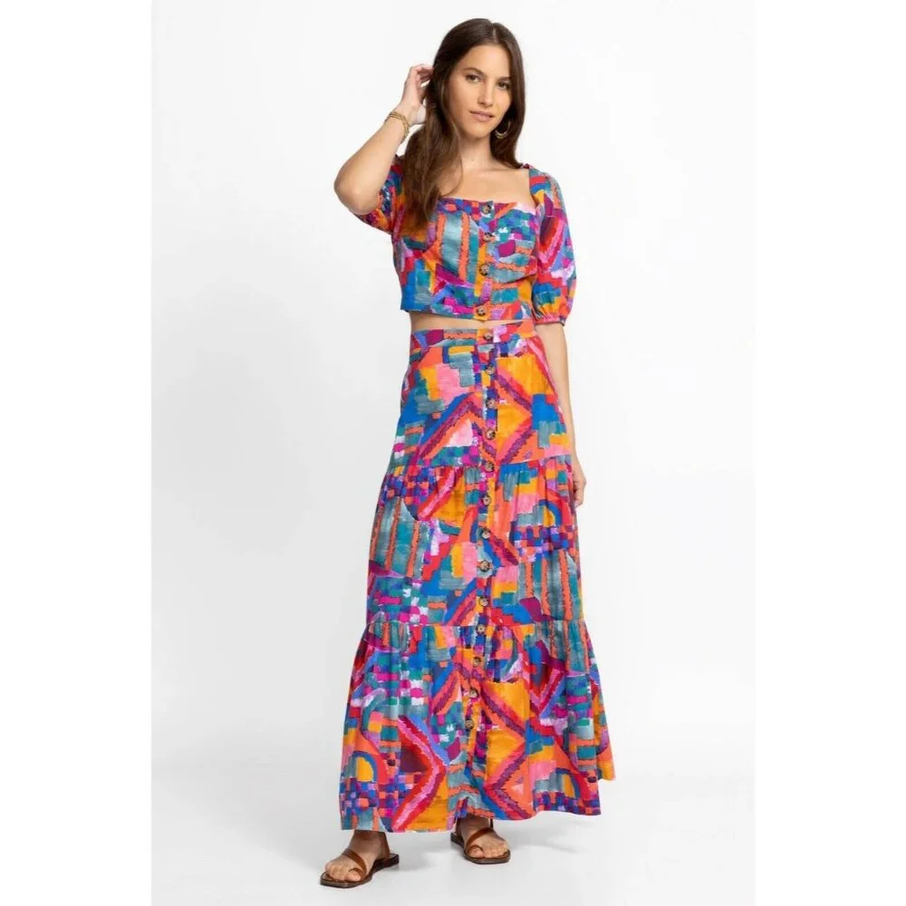 Johnny Was Summer Daydream Maxi Skirt Cotton Poplin XL NWT Boho - Picture 2 of 9